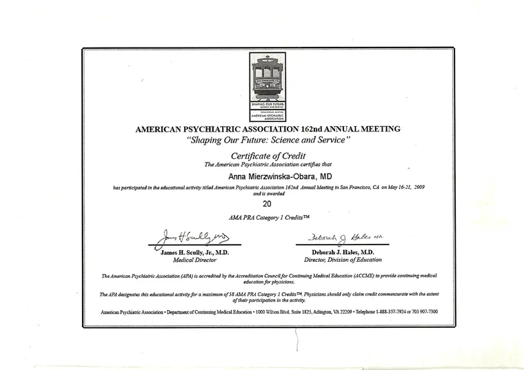 American Psychiatric Association – 162nd Annual Meeting — San Francisco • 2009