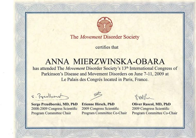 The Movement Disorder Society – 13th International Congress — Paryż • 2009